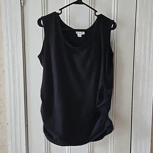 Oh! Mamma Black Cotton Side Ruching Maternity Tank 1X